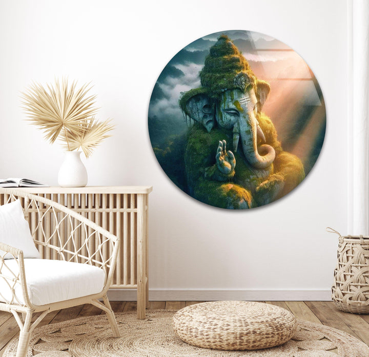 Ganesha Glass Wall Art, Glass Printing Wall Art, Print photos on glass