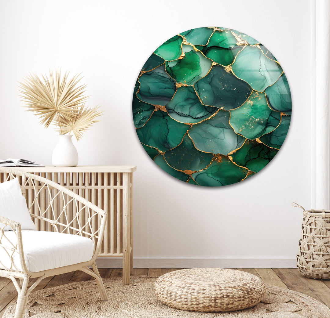 Golden Green Marble Glass Wall Art glass photo prints, glass picture prints