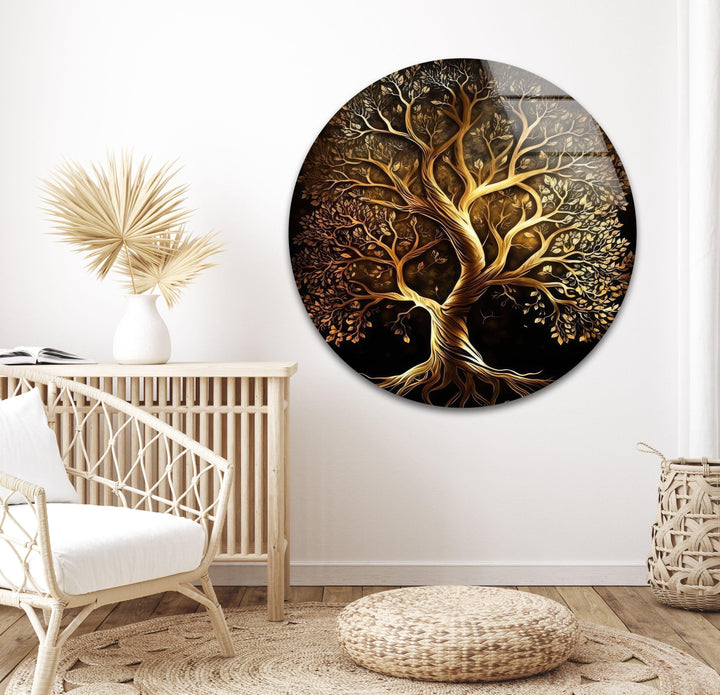 Life of Tree Gold Glass Wall Art large glass photo prints, glass wall photos