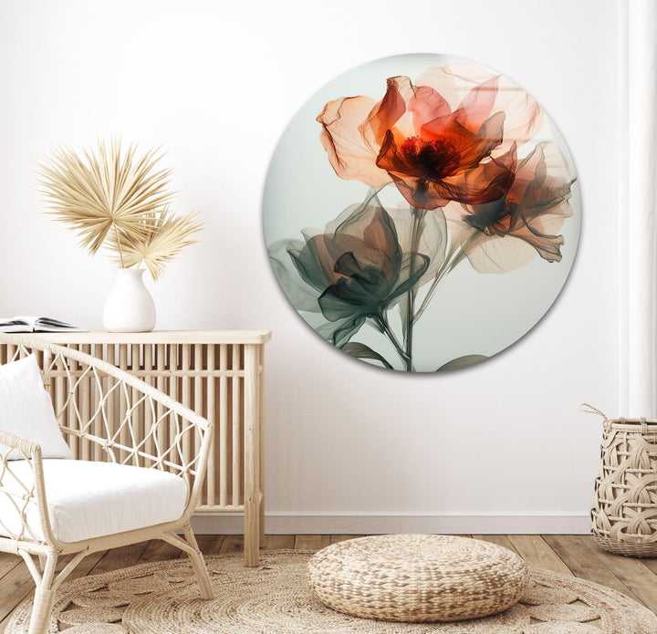 Watercolor Red Flower Glass Wall Art, custom glass pictures, glass art prints