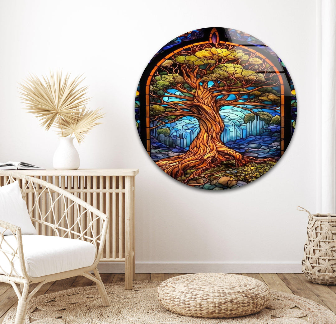 Life of Tree Art Glass Wall Art glass art painting, glass art for the Wall