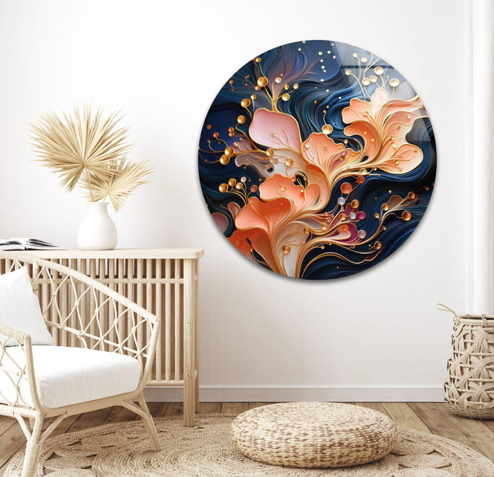Floral Colorful Abstract Glass Wall Art, glass art painting, glass art for the Wall