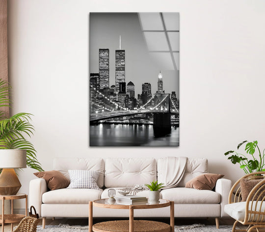 Vertical rectangular home decor featuring the Brooklyn Bridge and Manhattan skyline captures the stunning cityscape.