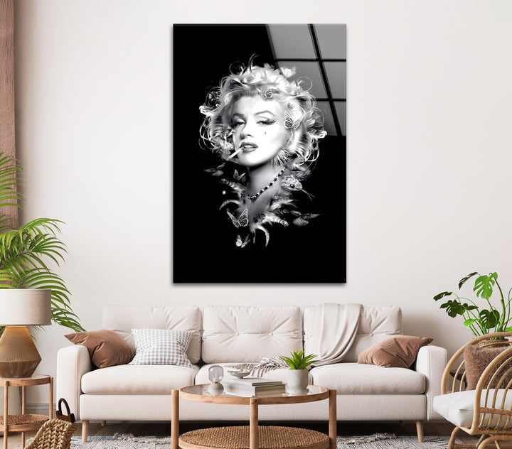 Marilyn Monroe: Stunning Black and White Portrait on Glass
