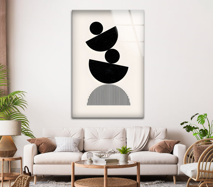Abstrakte geometrische Kunst in Schwarzweiß – Moderner minimalistischer Wanddruck