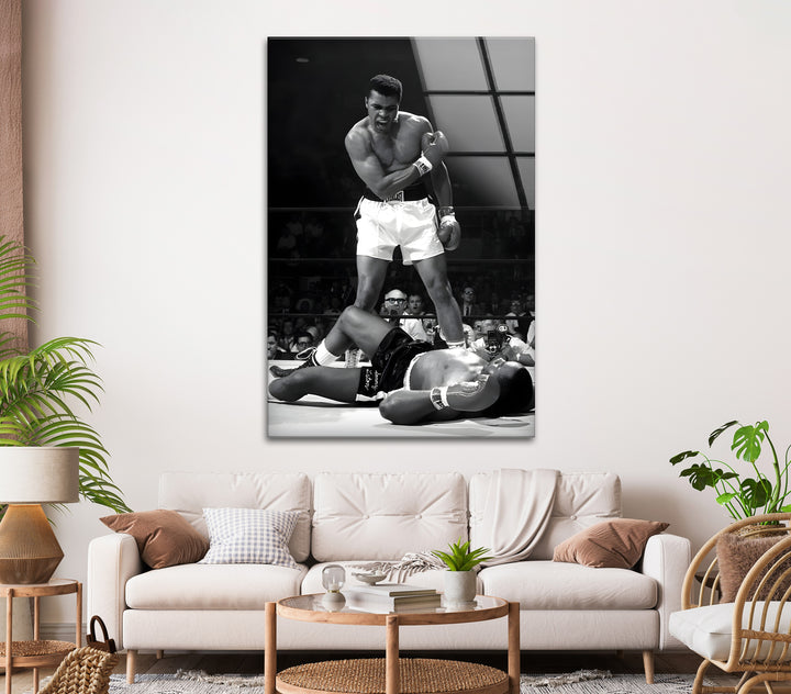 Muhammad Ali’s Victory: Stunning Boxing Moment on Glass Wall Art
