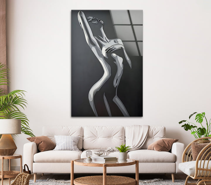 Abstrakte Aktskulptur – Moderner Schwarz-Weiß-Fine-Art-Wanddruck