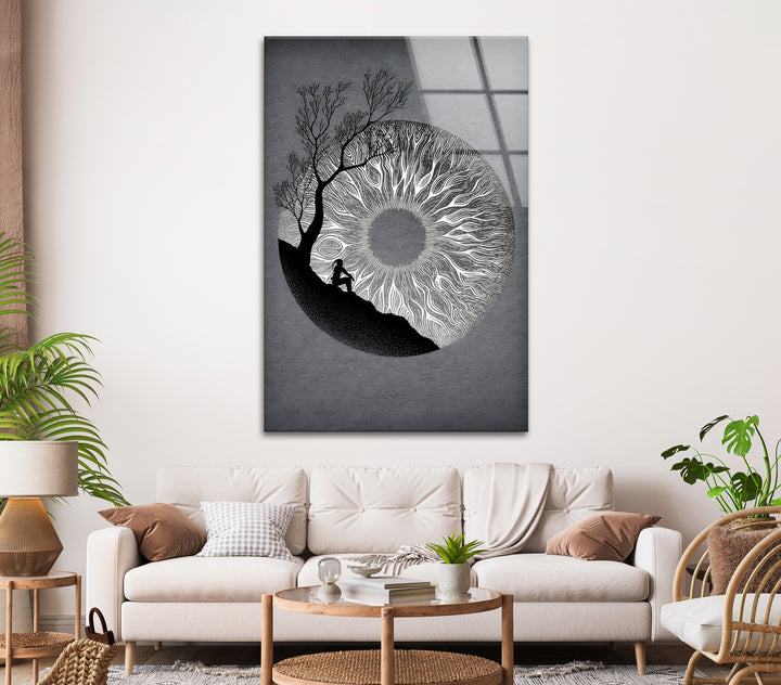 A beautifully detailed black and white abstract drawing that sparks imagination and introspection.

