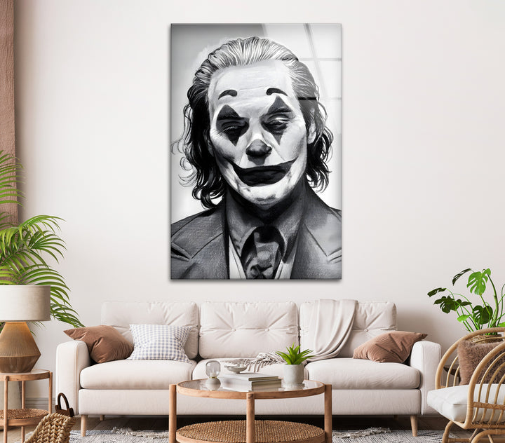 Joker: Dark and Powerful Black and White Art on Glass
