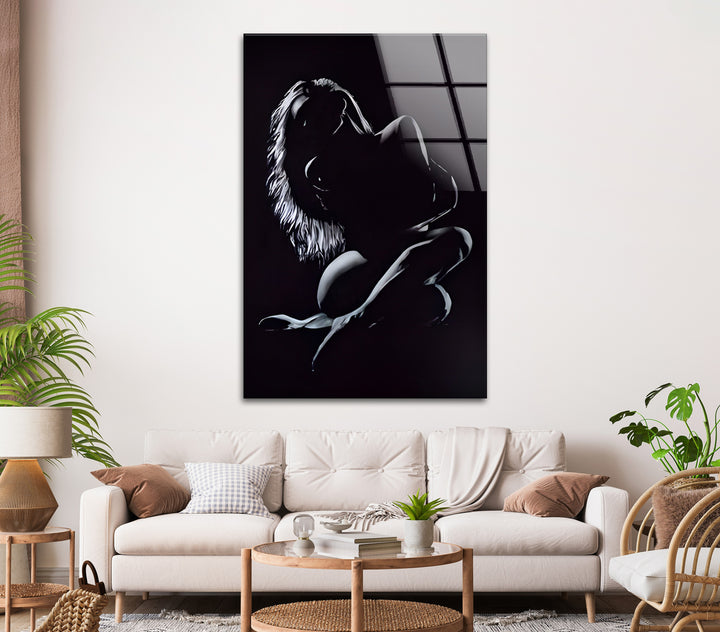 Elegante Akt-Silhouette – Sinnliche Wandkunst in Schwarz-Weiß