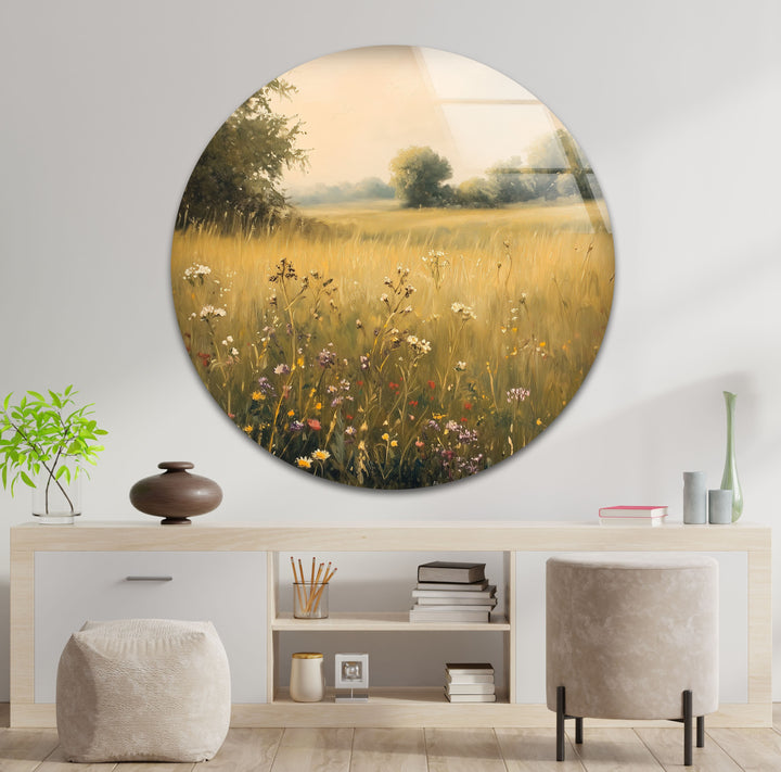 Golden Meadow Bloom – Wildflower Field Oil Painting