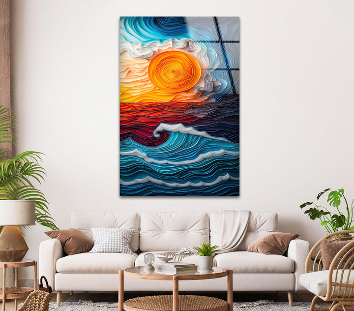 Abstract seascape artwork capturing the movement of waves in a modern style.
