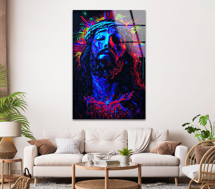 Oil Portrait of Jesus Glass Picture Prints Collection