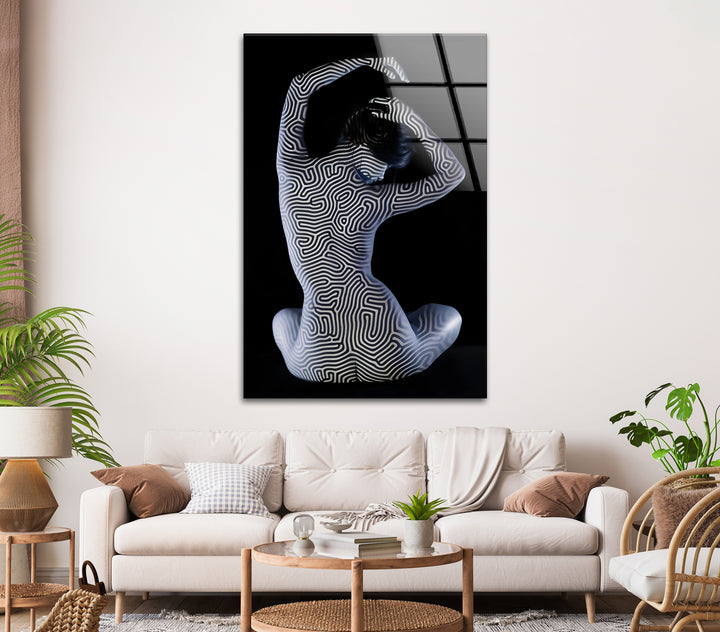 Abstrakte Körperkunst – Schwarz-Weiß-geometrische Akt-Wandkunst