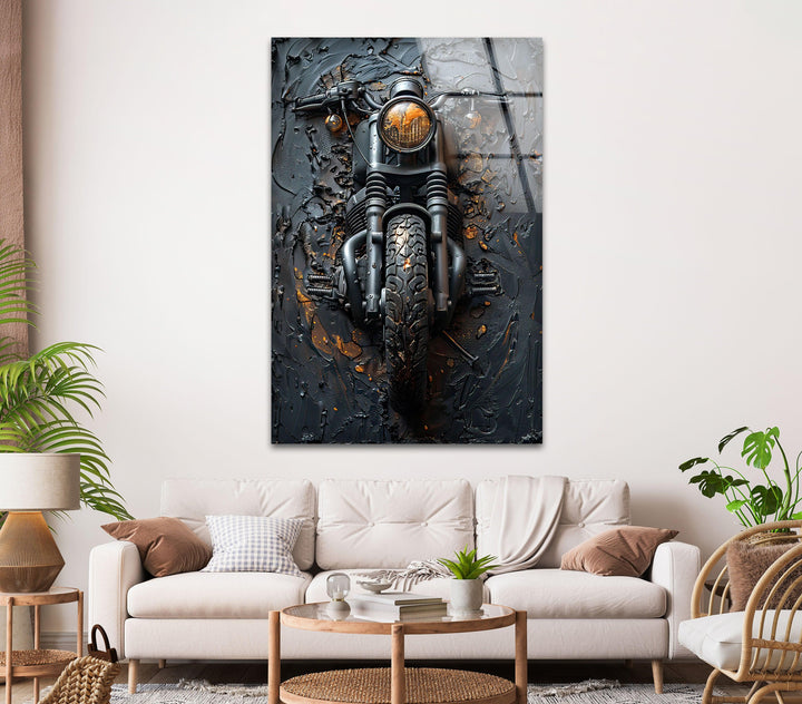 Vintage Motorcycle Glass Wall Art