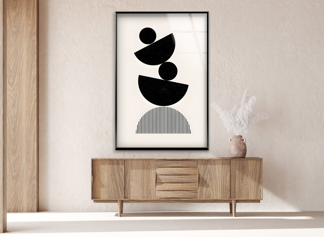 Abstrakte geometrische Kunst in Schwarzweiß – Moderner minimalistischer Wanddruck