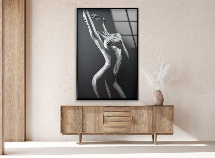 Abstrakte Aktskulptur – Moderner Schwarz-Weiß-Fine-Art-Wanddruck
