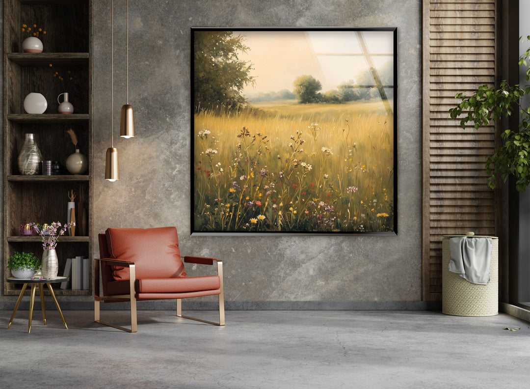 Golden Meadow Bloom – Wildflower Field Oil Painting
