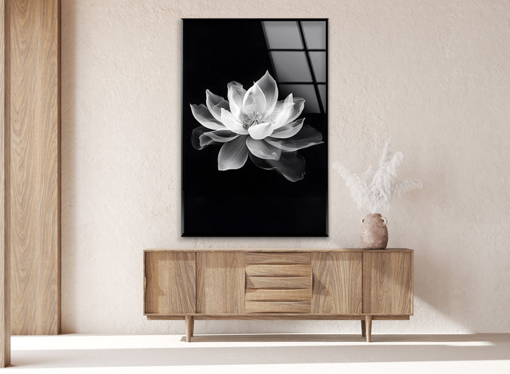 Captivating black-and-white lotus flower art, bringing a calming touch to your walls.
