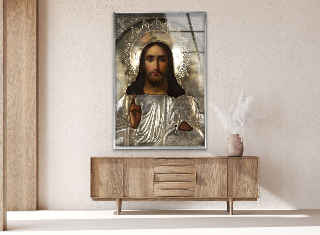 Jesus Portrait Glass Wall Art custom glass photo prints, large glass prints
