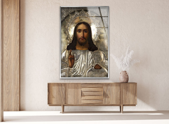 Jesus Portrait Glass Wall Art custom glass photo prints, large glass prints
