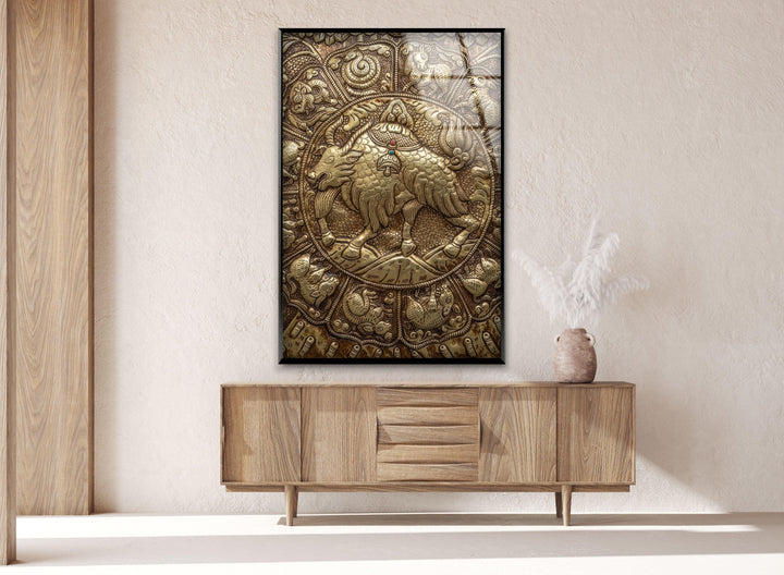 Stained Bull Design Glass Wall Art custom glass photo prints, large glass prints
