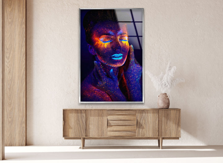 Color Bomb Woman Glass Wall Art Glass Printing Wall Art, Print photos on glass
