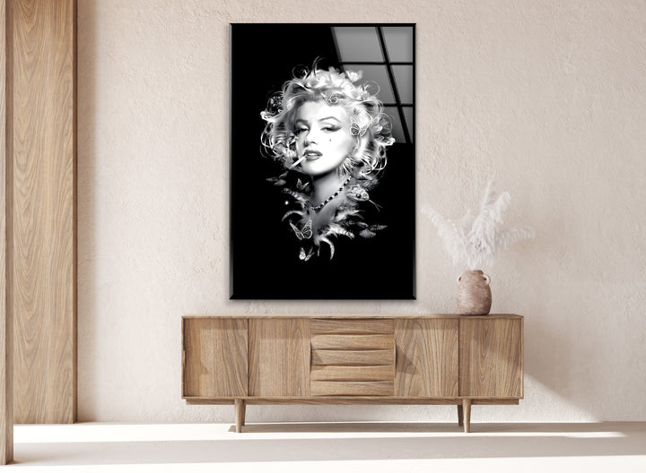 Marilyn Monroe: Legendary Beauty in Black and White on Glass Wall Art
