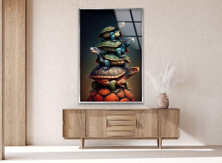Turtle Family Glass Wall Art glass photo prints, glass picture prints
