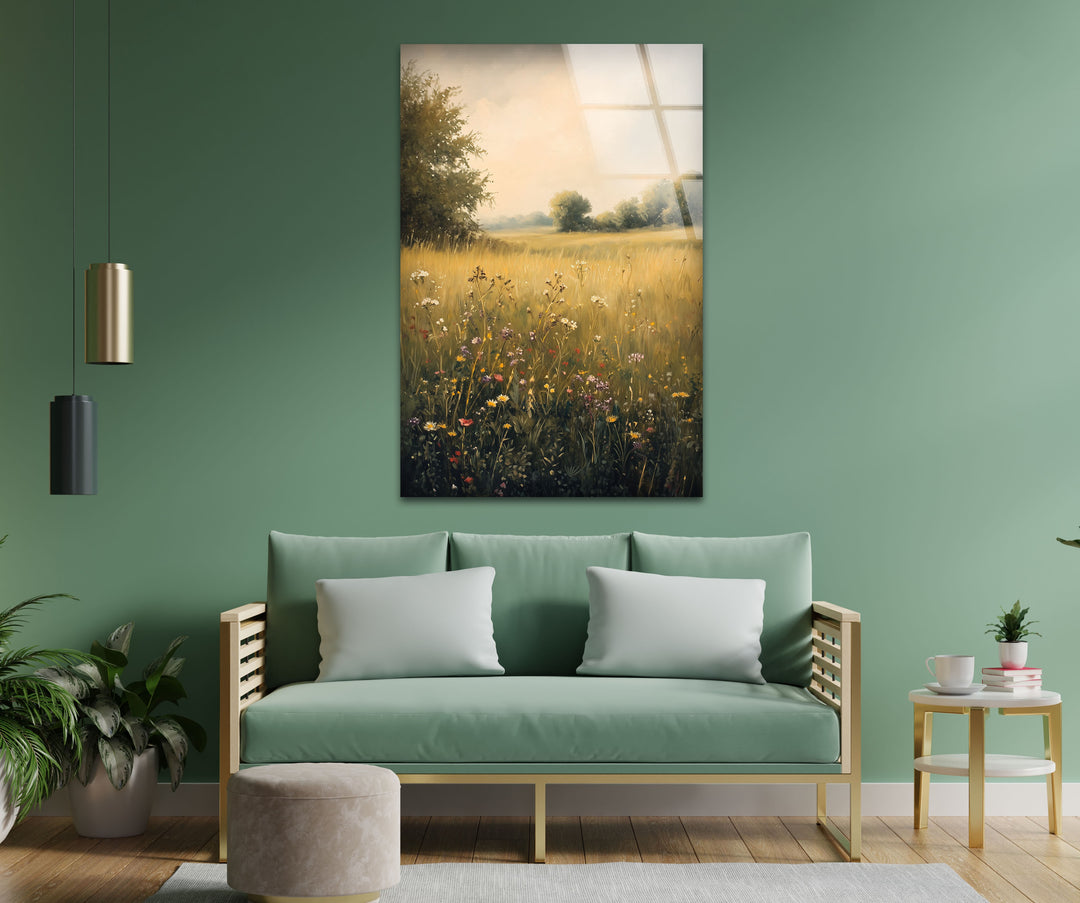 Golden Meadow Bloom – Wildflower Field Oil Painting