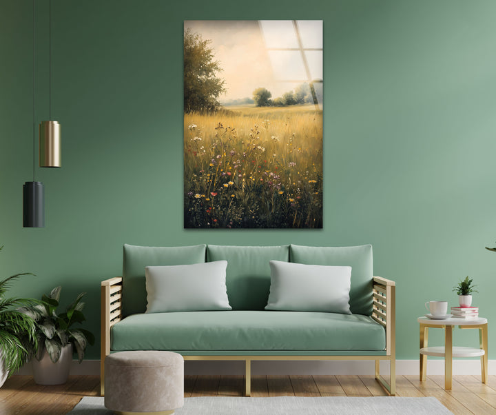Golden Meadow Bloom – Wildflower Field Oil Painting