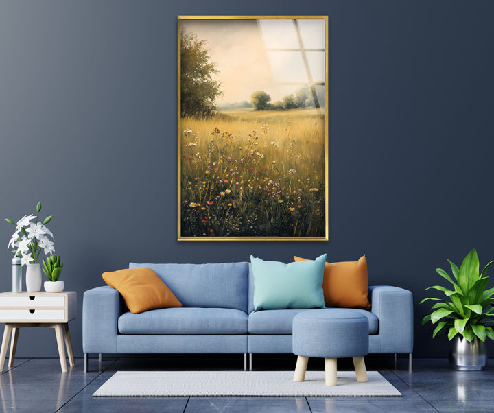 Golden Meadow Bloom – Wildflower Field Oil Painting