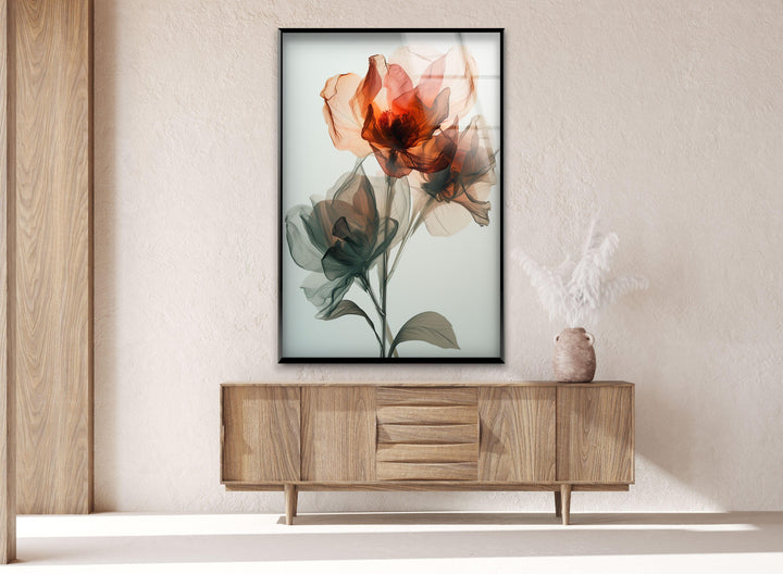 Watercolor Red Flower Glass Wall Art, large glass photo prints, glass wall photos