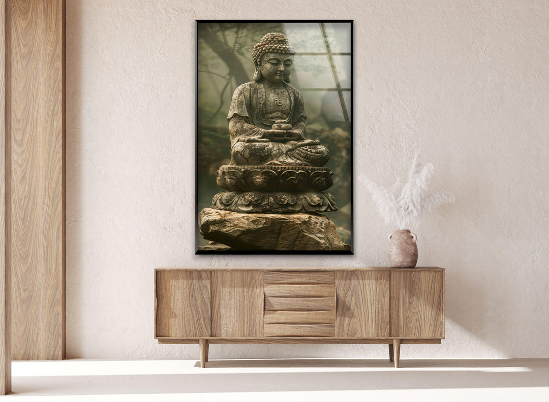 Green Buddha Glass Photos for Wall Decor