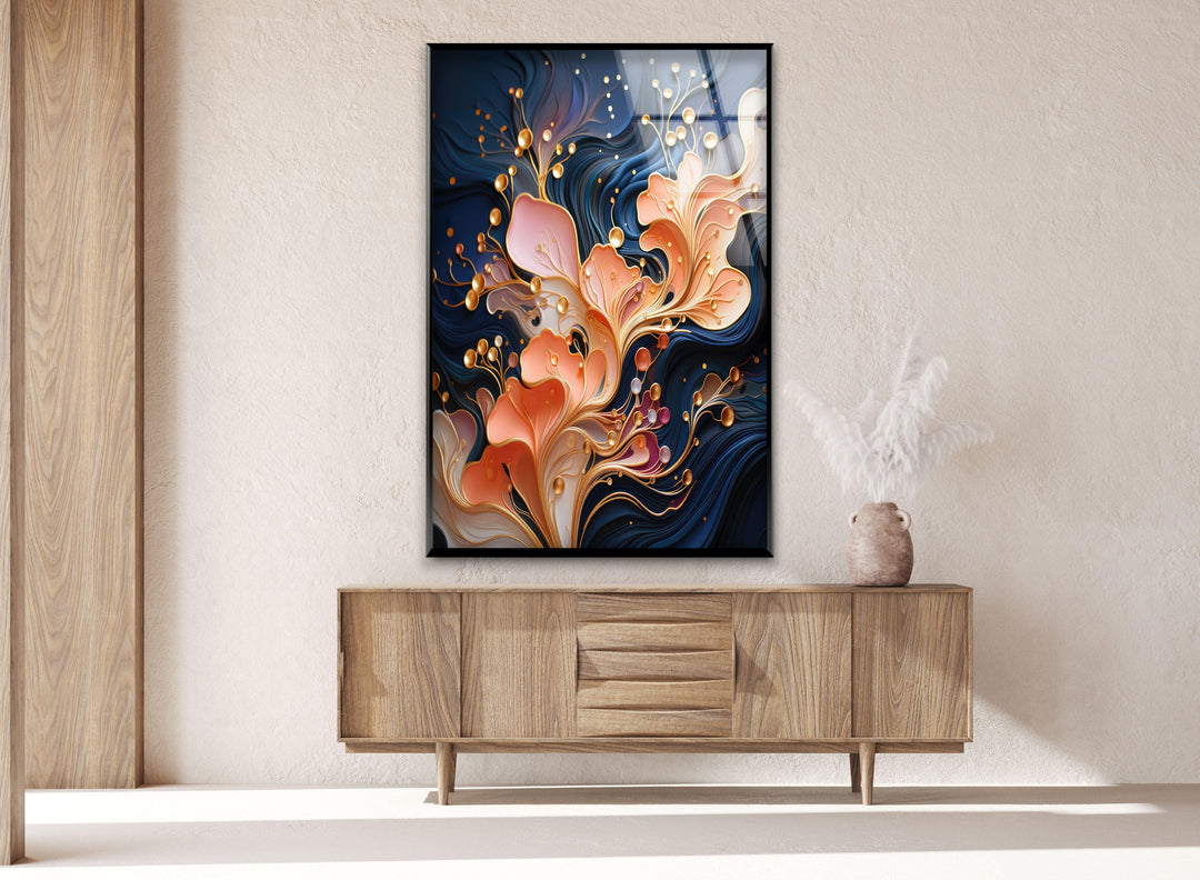 Floral Colorful Abstract Glass Wall Art, custom glass pictures, glass art prints
