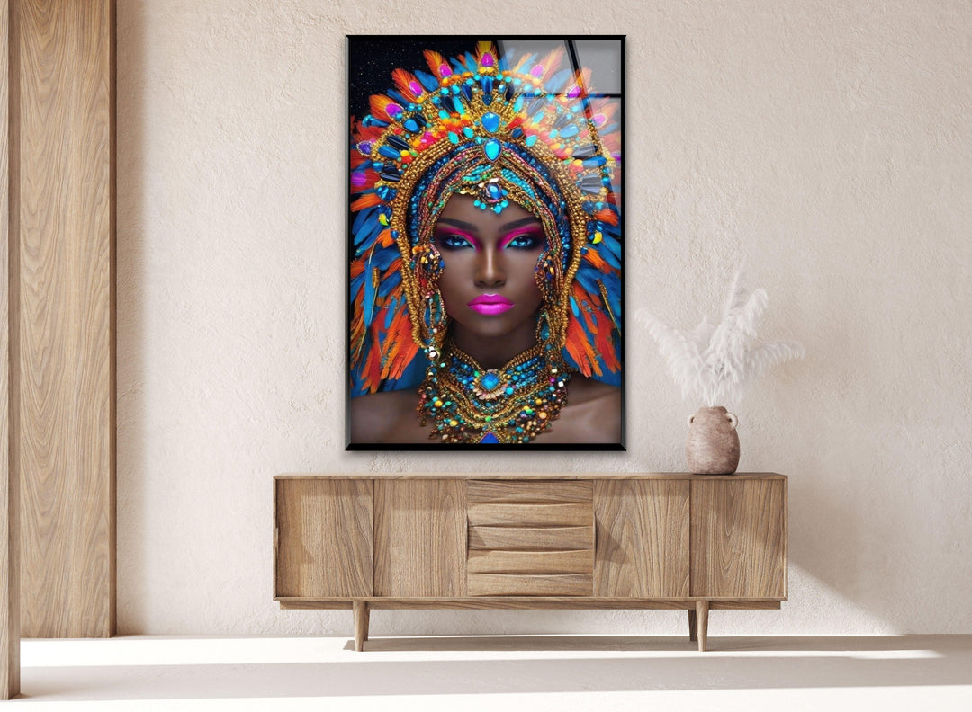 Bunte afrikanische Portrait-Wandkunst aus Glas