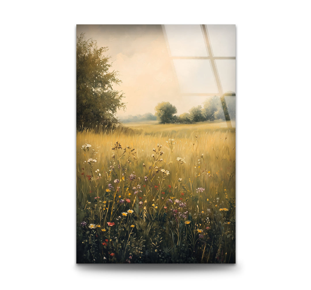 Golden Meadow Bloom – Wildflower Field Oil Painting