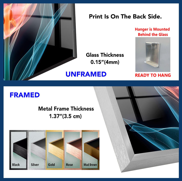 Colorful Xray Flower Glass Wall Art, Glass Printing Wall Art, Print photos on glass