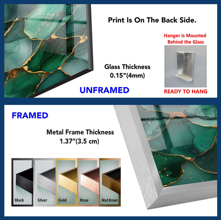 Golden Green Marble Glass Wall Art