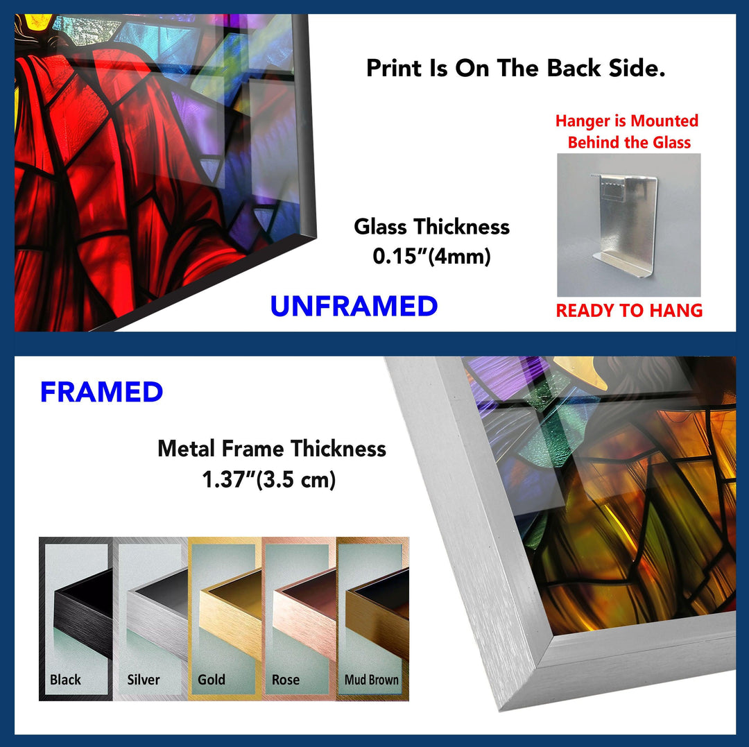 Stained Portrait Of Jesus Tempered Glass Wall Art - MyPhotoStation