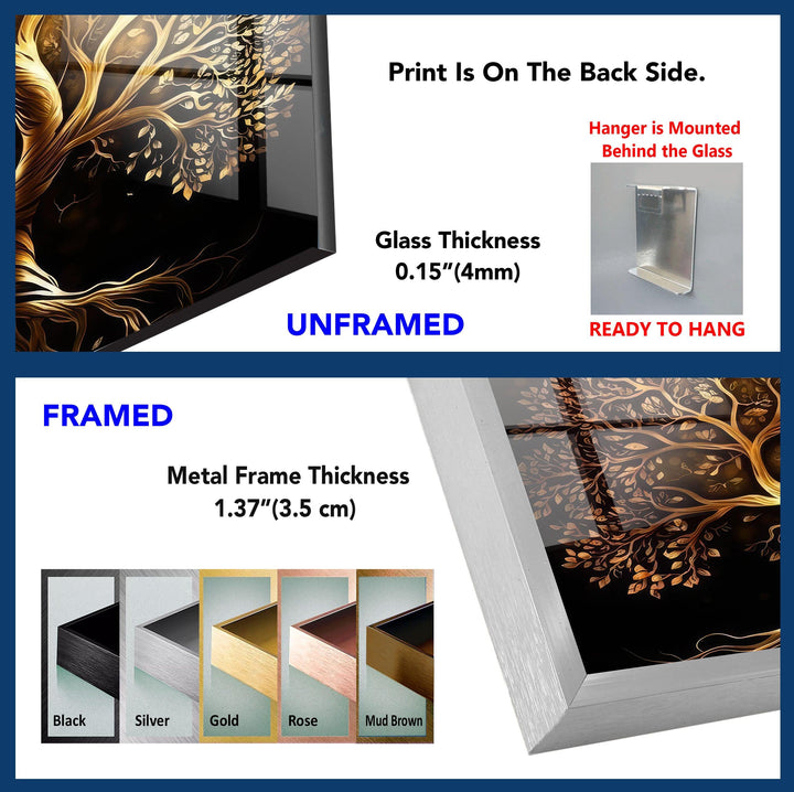 Life of Tree Gold Glass Wall Art