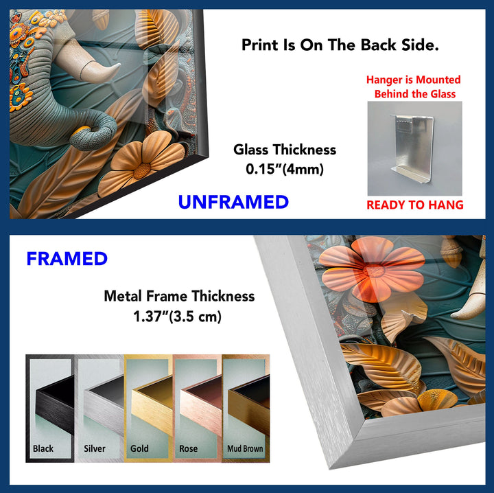 Hindu Elephant Tempered Glass Wall Art - MyPhotoStation