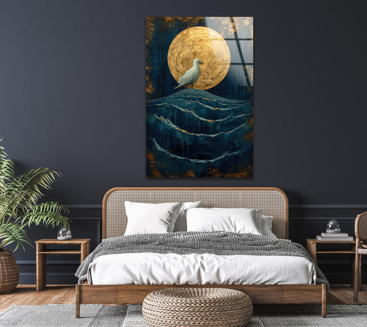 White Bird In The Moonlight Cool Abstract Art & Glass Wall Decor