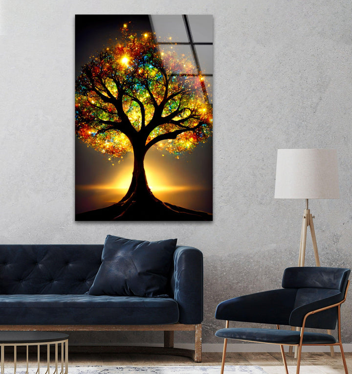 Glowing Tree Of Life Glass Wall Art, glass pictures for Wall, glass prints wall art