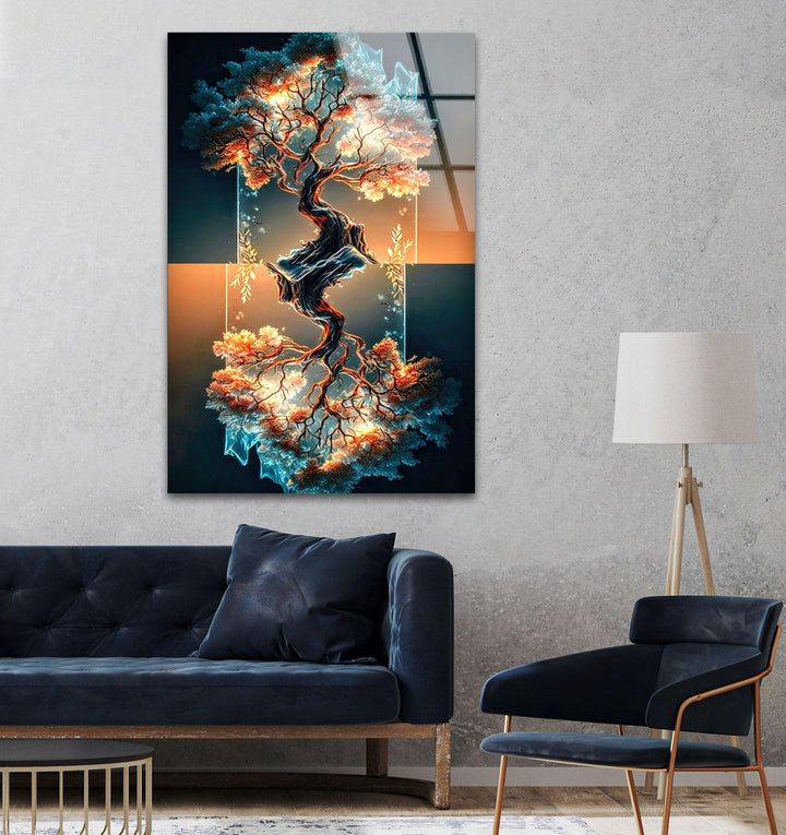Cosmic Bright Tree Glass Wall Art, glass pictures for Wall, glass prints wall art