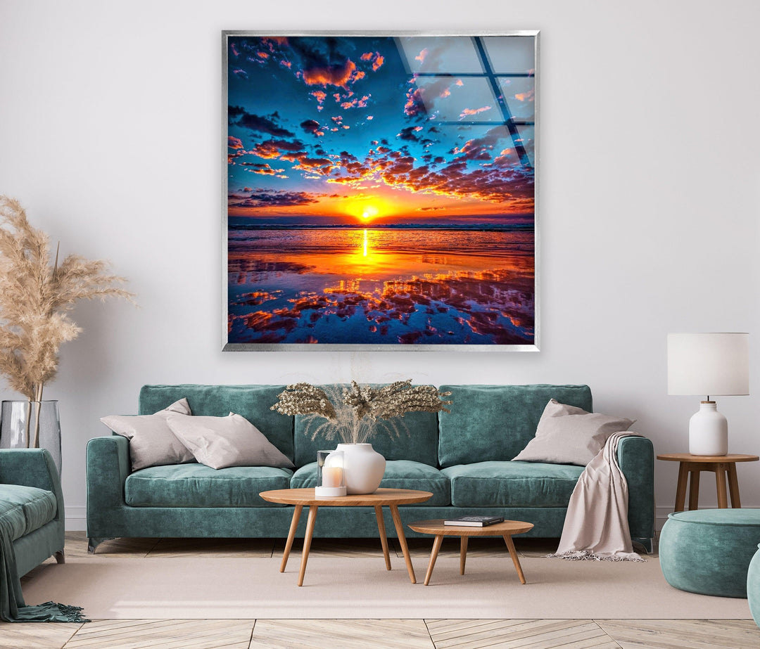 Golden Hour on the Shore: A breathtaking beach sunset print that radiates peace and tranquility.
