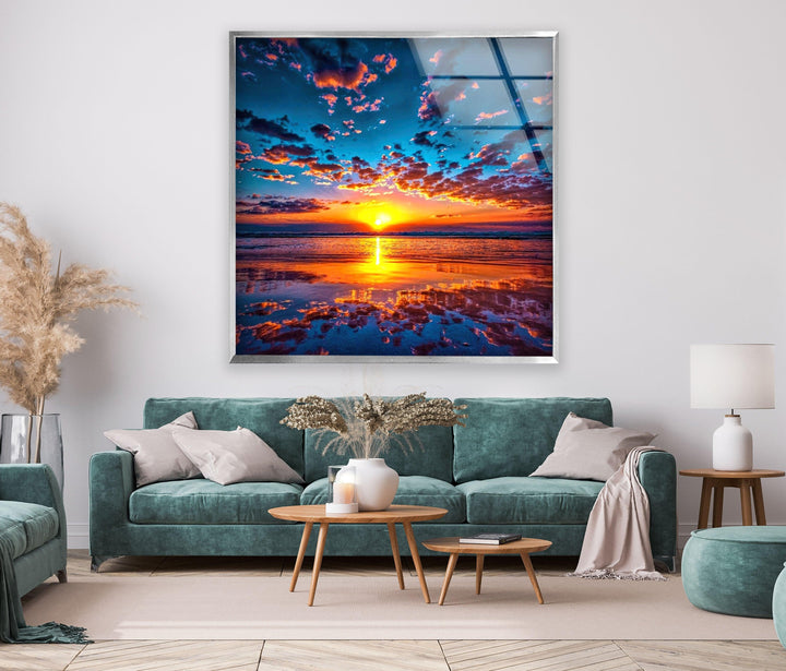 Golden Hour on the Shore: A breathtaking beach sunset print that radiates peace and tranquility.
