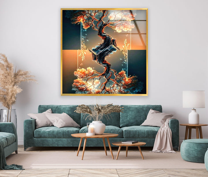 Cosmic Bright Tree Glass Wall Art, art glass wall art, glass wall art pictures