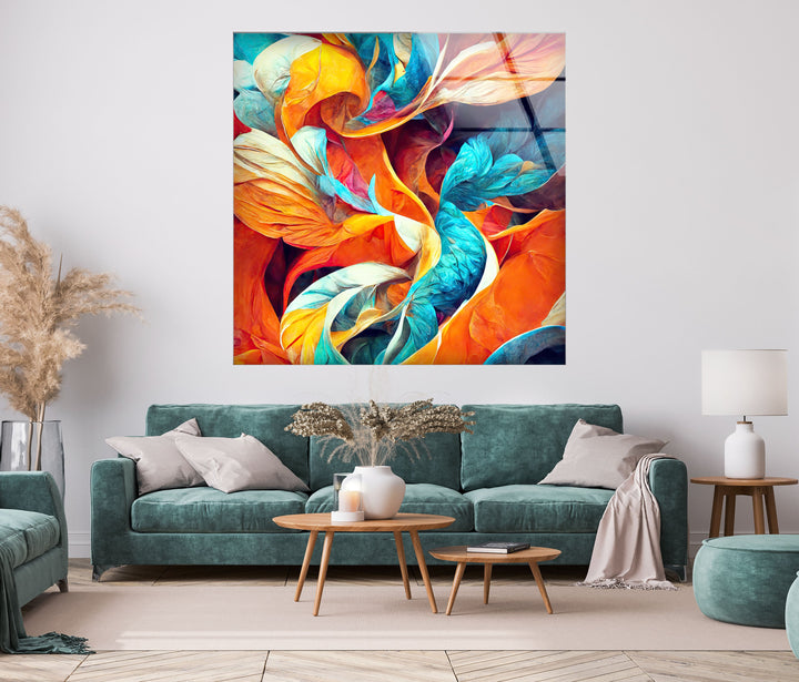 Vivid Orange Flower Glass Wall Art custom glass pictures, glass art prints
