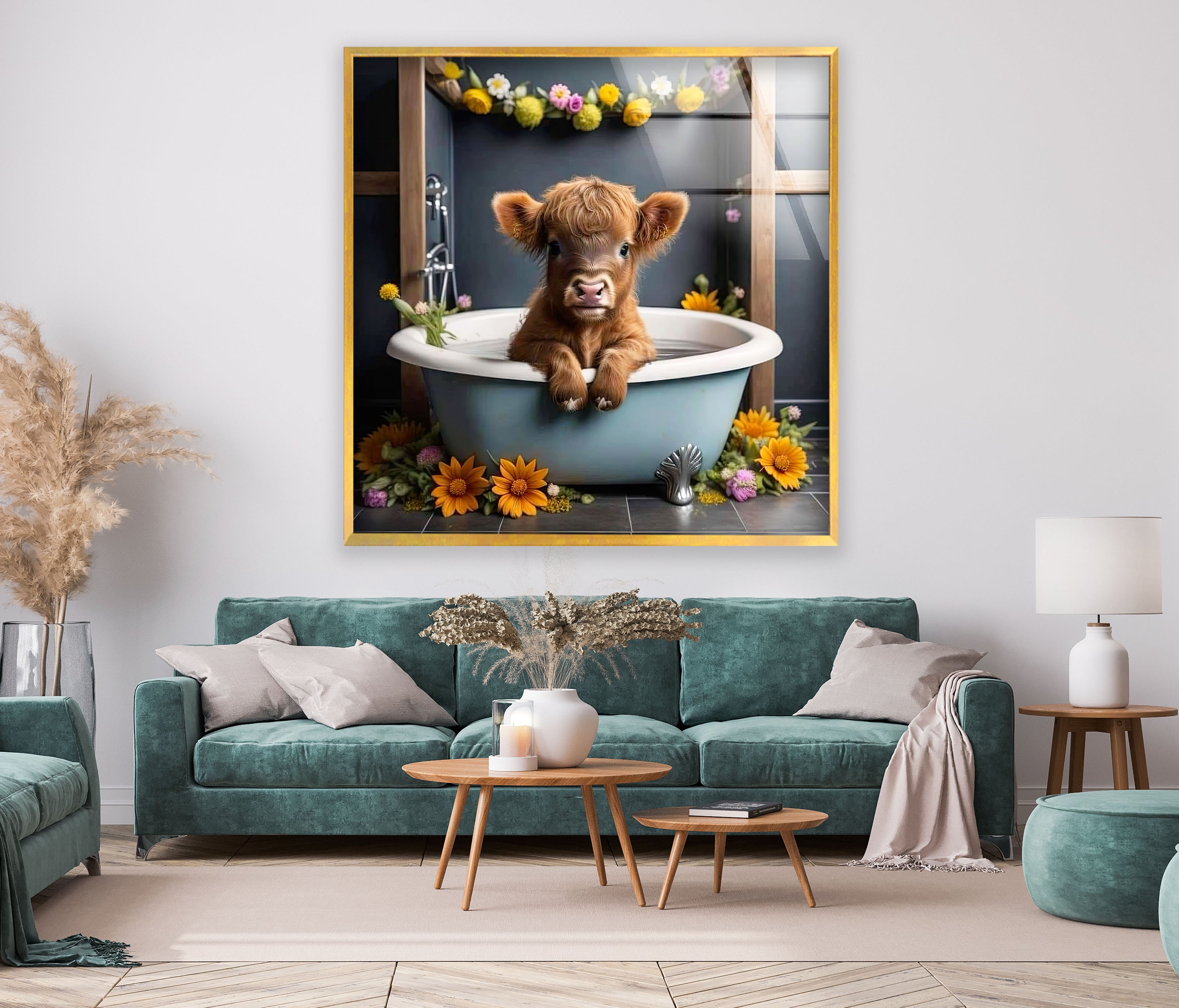 Cow Tempered Glass Wall Art